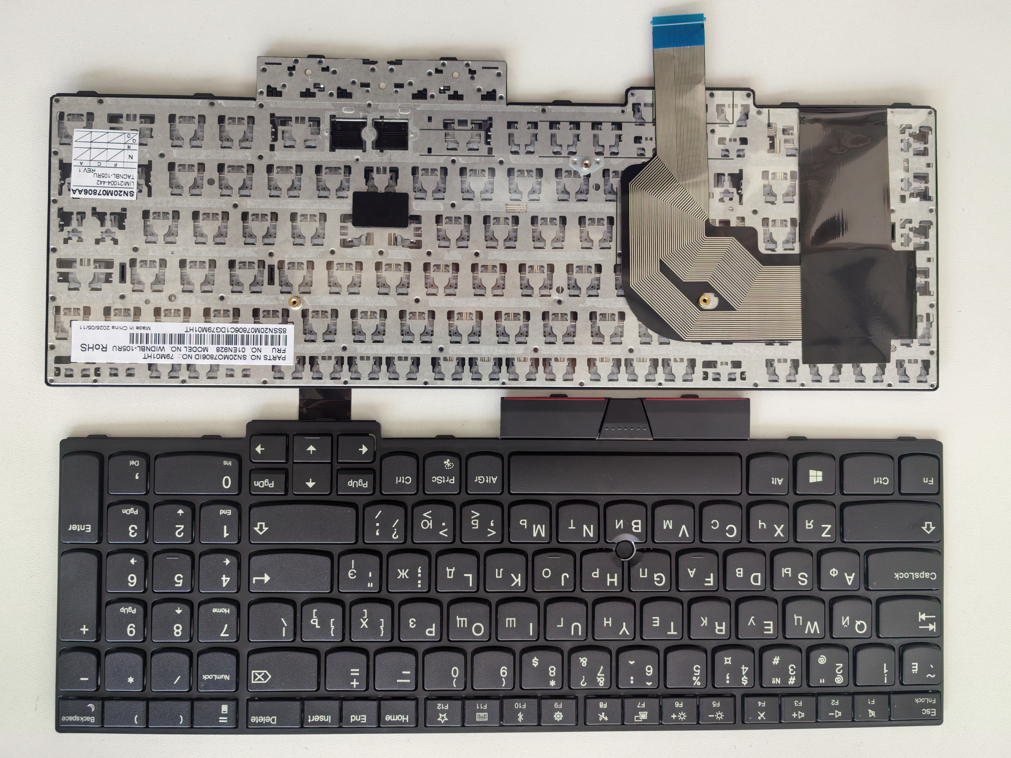 Picture of New Replacement Laptop Keyboard For IBM T570/SK full light/T580/P52S/P51S BLACK FRAME BLACK With hole (OEM) RU Layout